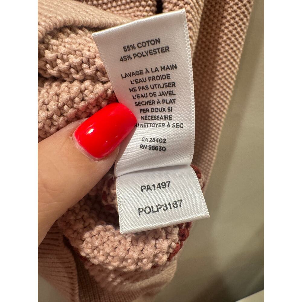 Lilla P. Long Sleeve Striped Crewneck Sweater in Tea Rose/Henna - Size S - Picture 7 of 7